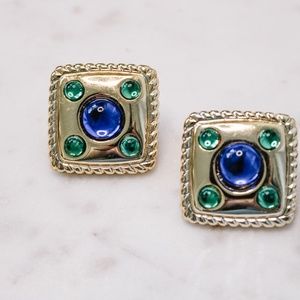 Vintage - Square Mixed Jewel Earrings
